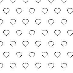 Seamless pattern with hearts in black on white background for holidays, valentine's day, wallpapers, wrapping, marketing, packaging	