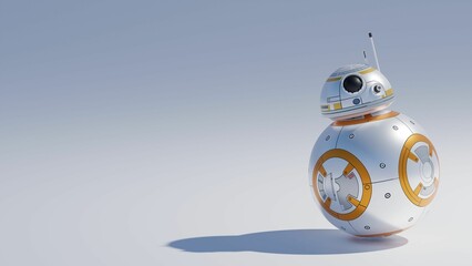 AI generated illustration of a robotic figure on the white background with copy space