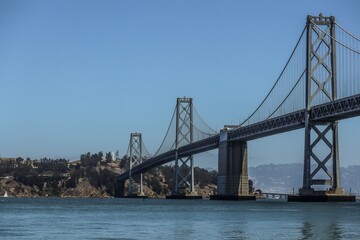 Fototapeta na wymiar San Francisco Bay Bridge under the sunlight in California