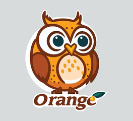 Vector illustration of an orange owl