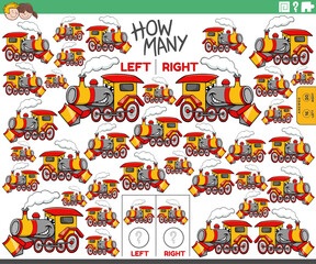 Obraz premium counting left and right pictures of cartoon steam engine