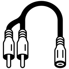 Audio Cable glyph and line vector illustration