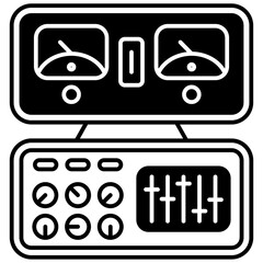 Amplifier glyph and line vector illustration