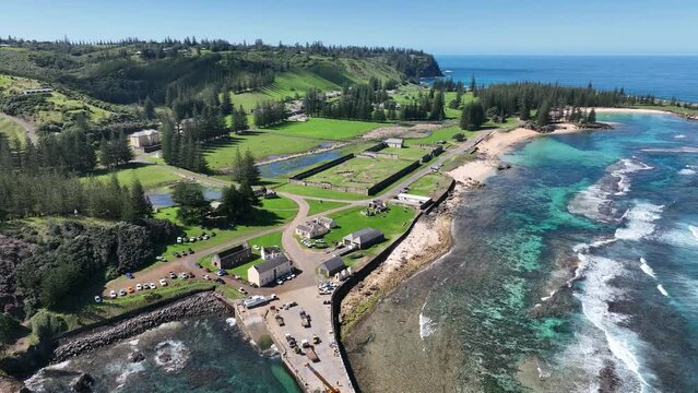 Aerial of the Kingston and Arthur's Vale Historic Area, UNESCO World Heritage Site, Norfolk Island, Australian Territory