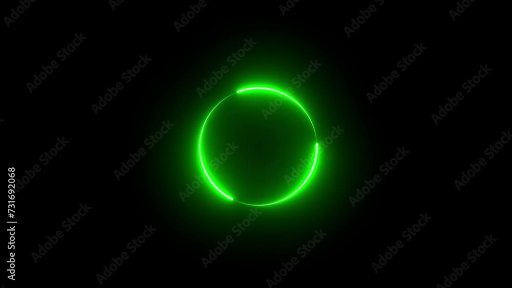 Poster neon glowing circle frame animation. colorful laser show seamless loop 4k video. futuristic light ef