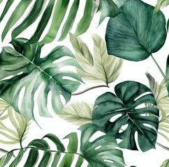 AI generated illustration of tropical greenery on a plain white background