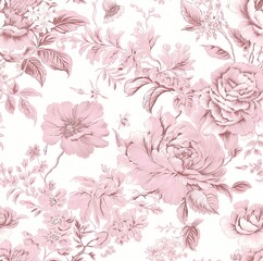 AI generated illustration of a vibrant wallpaper design featuring a pattern of delicate pink flowers