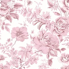 Behang AI generated illustration of a vibrant wallpaper design featuring a pattern of delicate pink flowers © Wirestock