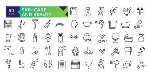 Skin Care and Beauty icon set line icon pack symbol collection