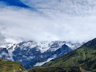 Fototapeta premium Stunning landscape with snow-capped mountains, located in the beautiful high Atlas Valley