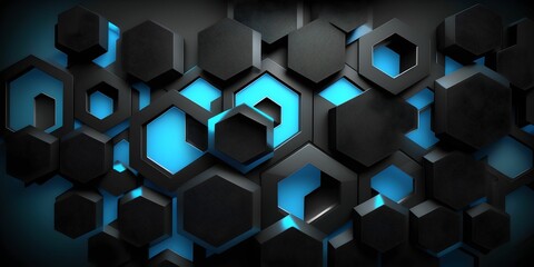 AI generated illustration of A modern digital dark backdrop with a series of interconnected cubes