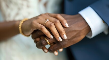 New husband and wife holding hands Generative AI