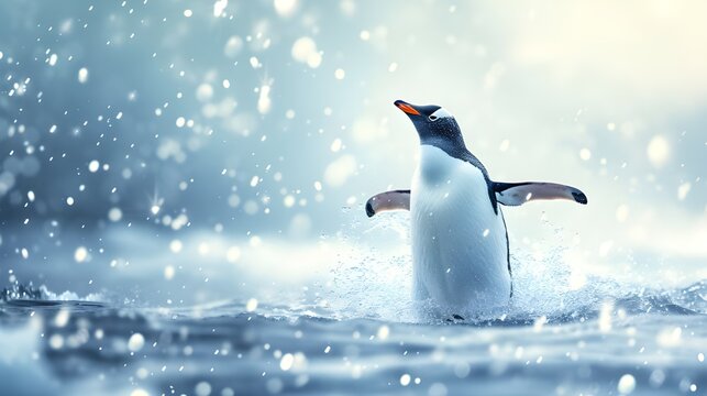 penguin, bird, animal, antarctica, wildlife, snow, 