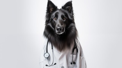 dog, Belgian Sheepdog in doctor gown