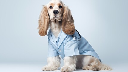 dog, Cocker Spaniel in doctor gown