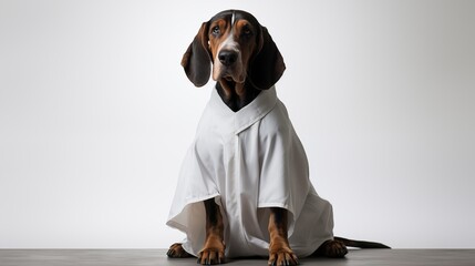 dog, Coonhound in doctor gown