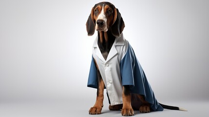 dog, Coonhound in doctor gown