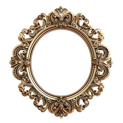 Gold antique vintage oval frame isolated on transparent