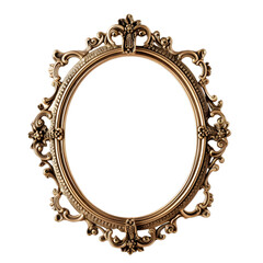 Gold antique vintage oval frame isolated on transparent