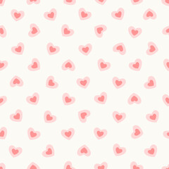 Vector illustration. Seamless pattern, Happy Valentine's Day, Pastel pink background with hearts, love, happiness, templates, cards, wallpapers, for website, brochure, advertisement, social media