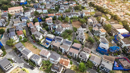 Taguig, Metro Manila, Philippines - Feb 03, 2024: Aerial of Mckinley Hill Village.