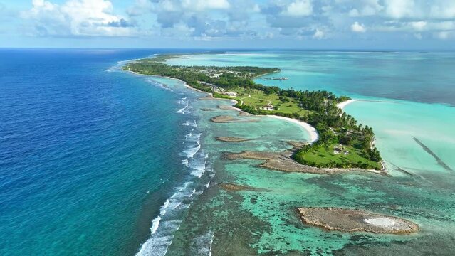 Aerial of Bantam Island, The Cocos (Keeling) Islands, Australian Territory