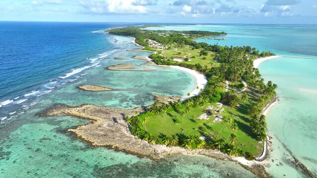 Aerial of Bantam Island, The Cocos (Keeling) Islands, Australian Territory