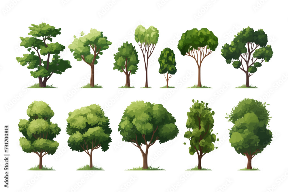 Aufkleber field trees set isolated vector style with transparent background illustration