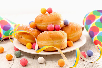 Mardi gras, Carnival festive, donuts and decoration