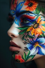 Special abstract face painting, face makeup for festivals for special occasions, for costumes Generative AI