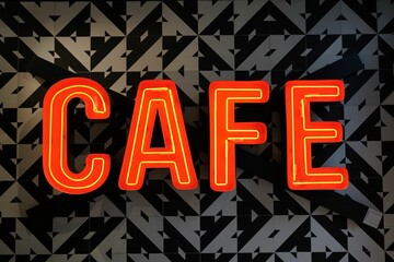 Brightly lit neon sign in the shape of the word 