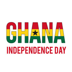 Ghana Independence Day typography poster. Ghanaian holiday on March 6. Vector template for banner, greeting card, flyer, etc.