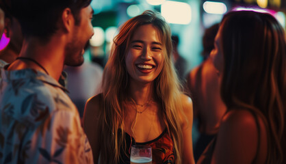 Friends Group People Fun Nightlife Woman Concept