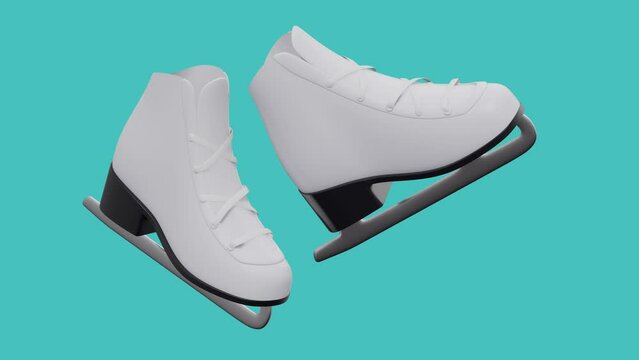 Classic ice skates with laces. Minimal modern seamless motion design. Abstract loop animation
