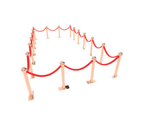 Rope barrier isolated on background. 3d rendering - illustration