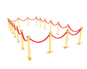 Rope barrier isolated on background. 3d rendering - illustration