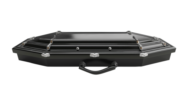 open black coffin, isolated on transparent background