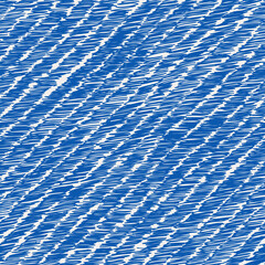 Diagonal striped pattern, fully hatched surface. Blue hand drawn pattern