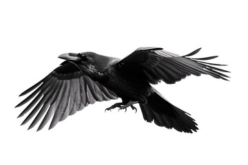 Raven in Flight on Transparent Background, PNG, Generative Ai