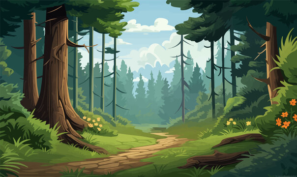 Forest wood vector simple illustration wide