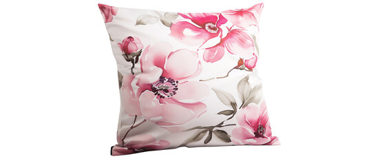sofa decorative pillow cushion with floral pattern,isolated on transparent background