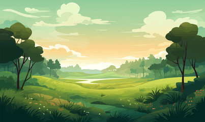 Forest wood vector simple illustration wide