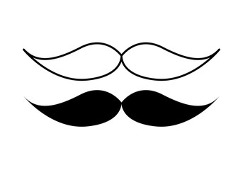 Icono negro de bigote en fondo blanco.