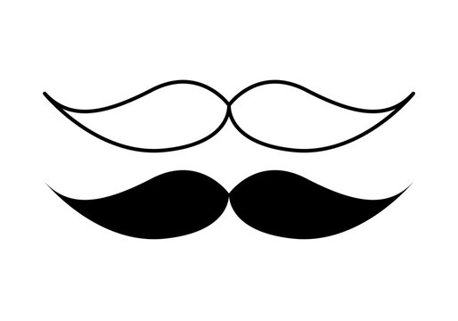 Icono negro de bigote en fondo blanco.