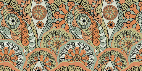 Seamless and geometric pattern, high-detail repeatable ceramic tile decor, royal design for home interior, vintage mandalas element