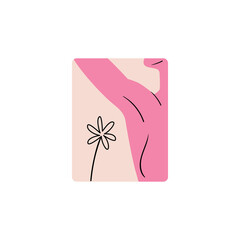 Badge for women's hygiene. Stylish and vector illustration &ndash; a girl shows an armpit. Sticker for cosmetology procedures.
