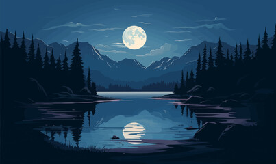 full moon field vector flat minimalistic isolated illustration