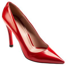 red women's classic leather heels, isolated on transparent background