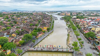 Hoi An, Vietnam : Aerial view of Hoi An ancient town, UNESCO world heritage, at Quang Nam province....