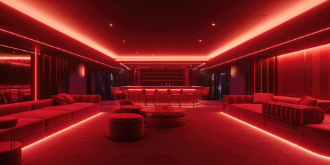 VIP room in a night elite club in red tones	
